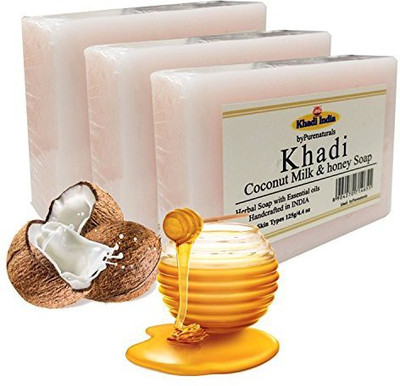 

Khadi byPurenaturals Coconut Milk & honey Soap -125g Pack of 3(125 g, Pack of 3)