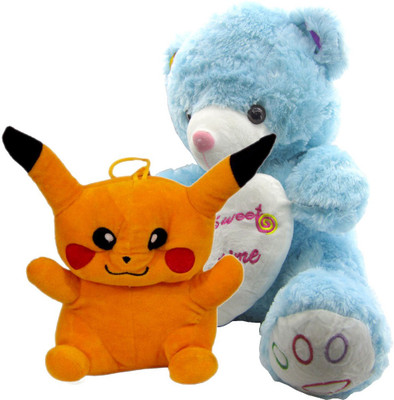 

Gift Decor Shop Teddy Bear Soft Toy (Blue, 50.8 cm) Sweet Time Combo with stuffed toy pikachu for Kids (Yellow, 25 cm) - 51 cm(Multicolor)