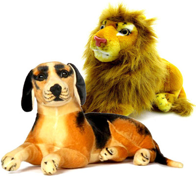 

Gift Decor Shop Black Dog Stuffed soft Toy (Black/Yellow, 21 cm) Combo with soft toy lion for kids (Yellow, 21 cm) - 21 cm(Multicolor)