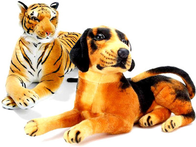 

Gift Decor Shop Black Dog Stuffed soft Toy (Black/Yellow, 21 cm) Combo with soft toy tiger for kids (Orange/Black, 21 cm) - 21 cm(Multicolor)