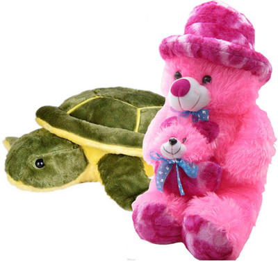 

Gift Decor Shop Soft Toy Teddy Bear (Pink, 60 cm) Mother Combo with soft toy tortoise for Kids (Multi, 49 cm) - 60 cm(Multicolor)