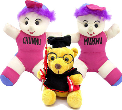 

Gift Decor Shop Chunnu Munnu Soft Toy (Multi, 30 cm) Combo with soft toy scholarship teddy for Kids (Multi, 18 cm) - 30 cm(Multicolor)
