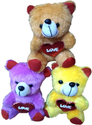 kartiktoys Mini Teddy Combo Of 3 18 cm Multicolor kartiktoys Teddy Bears
