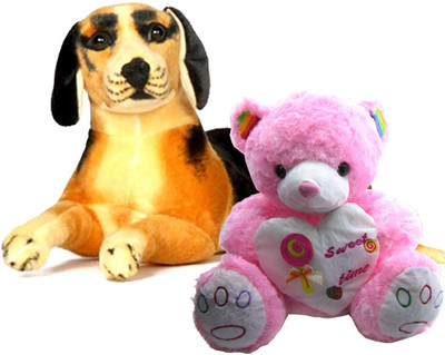 

Gift Decor Shop Black Dog Stuffed soft Toy (Black/Yellow, 21 cm) Combo with soft toy pink sweet time teddy bear for kids (Pink, 69 cm) - 21 cm(Multicolor)