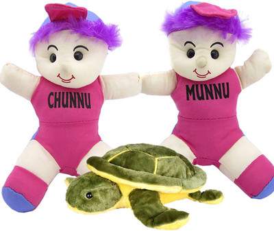 

Gift Decor Shop Chunnu Munnu Soft Toy (Multi, 30 cm) Combo with soft toy tortoise for Kids (Green/Yellow, 49 cm) - 30 cm(Multicolor)
