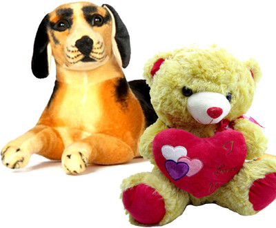 

Gift Decor Shop Black Dog Stuffed soft Toy (Black/Yellow, 21 cm) Combo with soft toy I love you teddy bear for kids (Brown, 38 cm) - 21 cm(Multicolor)