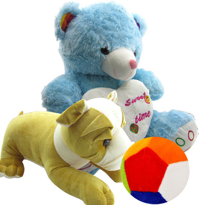

Gift Decor Shop Teddy Bear Soft Toy (Blue, 50.8 cm) Sweet Time Combo with soft toy Bull Dog with Ball for Kids (Multi, 17/15 cm) - 51 cm(Multicolor)