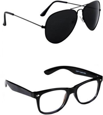 Rich Club Aviator, Wayfarer Sunglasses(For Men, Black, Clear)