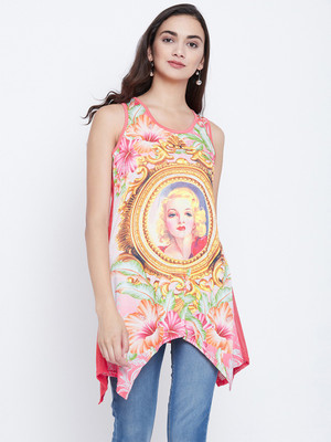 Camey Casual Sleeveless Printed Women Multicolor Top