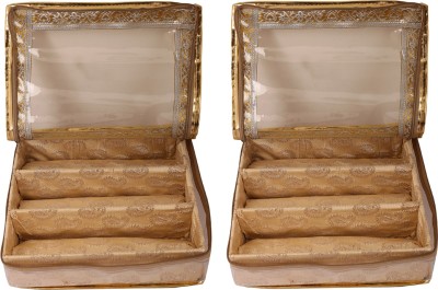 KUBER INDUSTRIES 3 Rod Bangle Box, Golden Set of 2 Pcs Jewellery Bangle box Vanity Box(Gold)