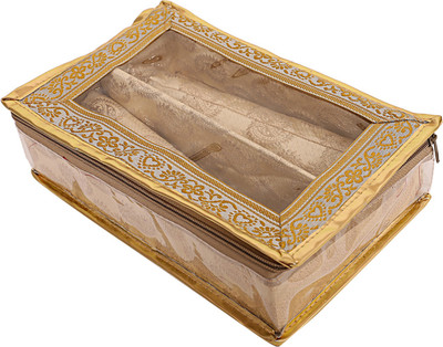 

kuber industries Brocade 2 Rod Bangle Box, Golden Set of 1 Pc Jewellery bangle box Vanity Box(Gold)