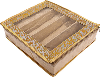 

kuber industries Brocade 4 Rod Bangle Box, Golden Set of 1 Pc Jewellery bangle box Vanity Box(Gold)