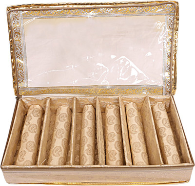 

Kuber Industries Brocade 6 Rod Bangle Box, Golden Set of 1 Pc Jewellery bangle box Vanity Box(Gold)