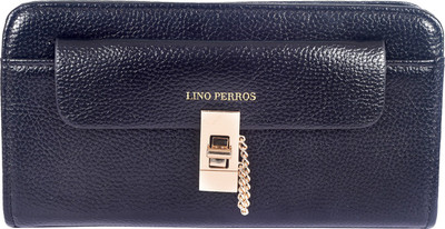 

Lino Perros Women Casual Blue Artificial Leather Wallet(1 Card Slot), Black