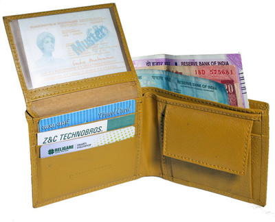 

NUKAICHAU Men Yellow Genuine Leather Wallet(10 Card Slots)