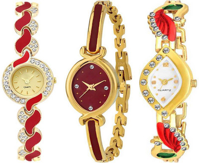 

ReniSales New Arrival Golden Diamond Studded Watch Combo For Women Watch - For Women