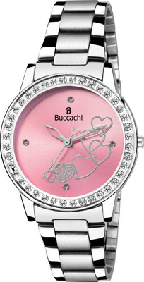

Buccachi B-L1043-PK-CH Pink Dial Watches Water Resistant Silver Color Strap Watches For Women/ Ladies/Girls Watch - For Women