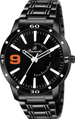 

Buccachi B-G5044-BK-BC Latest Black Dial Wrist Watch Water Resistant Black Color Strap Watches for Mens/Boys Watch - For Men