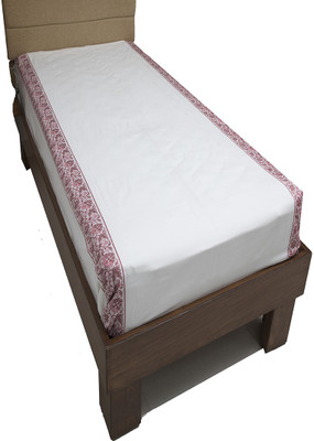 

JCQRD 300 TC Cotton Single Floral Bedsheet(Pack of 1, White)