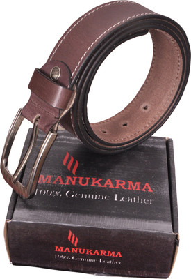 

MANUKARMA Men Formal Brown Genuine Leather, Metal Belt, Black;brown;maroon