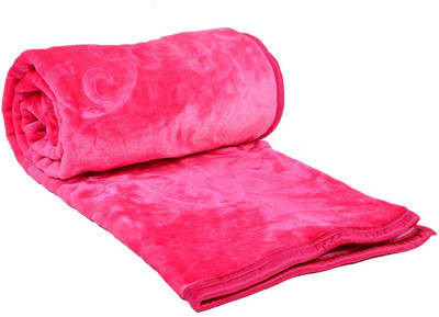 Deeksha Solid Single Mink Blanket for  Heavy Winter(Microfiber, Pink)
