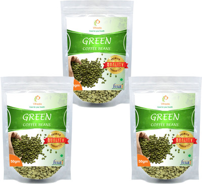 

VIHADO Pure Organic 100% natural Green coffee beans effective for weight loss with no side effects herbal supplement 3 pack of 50g Instant Coffee 50 g(Pack of 3, Green Coffee Flavoured)