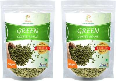 

VIHADO Pure Organic Green coffee beans with no side effect/ weight loss herbal supplement 2 packs of 50g Instant Coffee 50 g(Pack of 2, Green Coffee Flavoured)