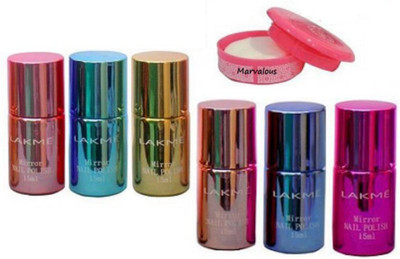 

Marvalous Nail Remover and Lakme Nail Polish Set of 6(Set of 7)