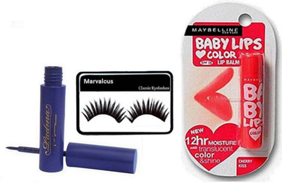 

Marvalous Eyelashes and Mac eyeliner and Baby Lip lolita(Set of 3)