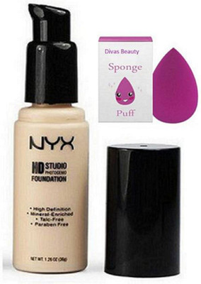 

divas beauty Sponge pUff & Nyx Studio Photogenic Foundation(Set of 2)