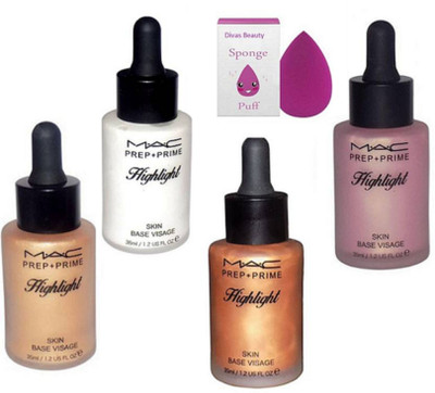 

divas beauty Sponge Puff With Mac Prep+Prime Highlighter Skin Base Visage(Set of 5)