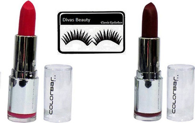 

divas beauty Of Eyelashes With Matte finish long lasting Colorbar lipstick(Set of 3)