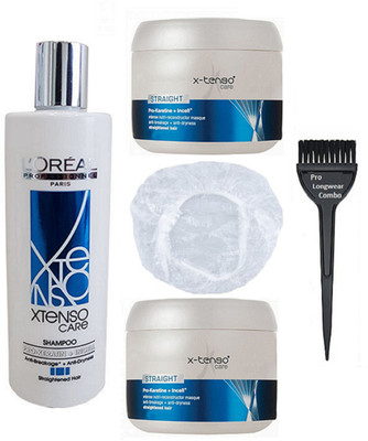 

Pro longwear combo Hair Brush, L'oreal X-tenso Care Hair Shampoo 230ml With Spa Pack Of 2 ,Shower Cap(Set of 5)
