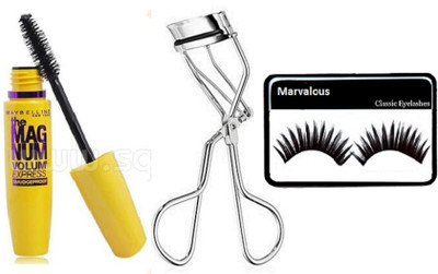 

Marvalous eyelashes , the mag num volume express waterproof mascara with eyelash curler(Set of 3)