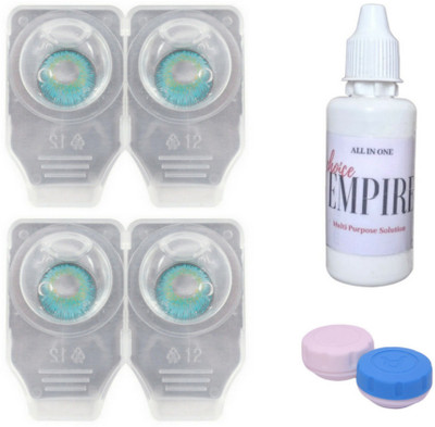 

Choice Empire 2 Pair Zero Power Monthly Contact Lens With Solution - Aqua-Aqua Color Lens Monthly Contact Lens(0 dioptres, Aqua, Aqua, Pack of 4)