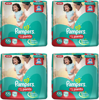 

Pampers BABY DRY PANTS, SIZE XXL, 22 PCS PACK, SET OF 4 PACKS, FOR BABY WEIGHT 15-25 KGS, TOTAL 88 PANTS - XXL(88 Pieces)