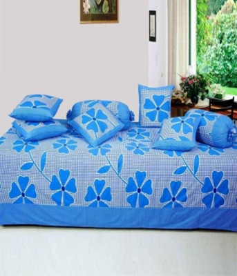 Shivkirpa Cotton Floral Diwan Set(Blue)