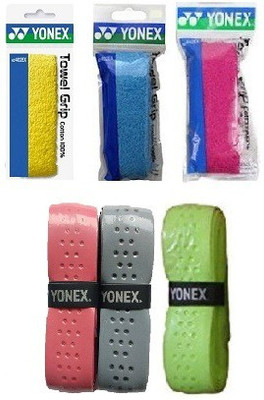 

Yonex Combo of Six - Three 'Towel' Badminton Grips and three 'Aero Cushion' Badminton Grips (Color On Availability)- Mesh Grip(Multicolor, Pack of 6)
