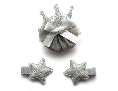tendertwigs Star Hair Clips For Baby Girls (Silver _Set Of_3) Hair Clip(Silver)