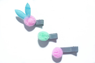 

tendertwigs Bunny Hair Clips For Baby Girls (Pink and Blue_Set Of_3) Hair Clip(Pink)