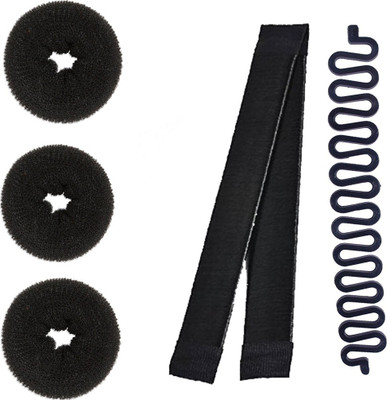 

JAGTEK Hair Accessories set of 5 pcs / 3pcs small donut, 1pcs scale type donut roller , 1 pcs braid tool Hair Accessory Set(Black)