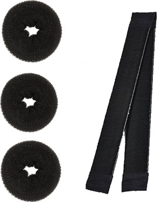 

JAGTEK hair accessories set of 4 pcs / hair donut small 3 pcs , set of 1 scale french roller twist tool Bun(Black)