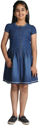 

Paul & doll Girls Midi/Knee Length Party Dress(Blue, Sleeveless