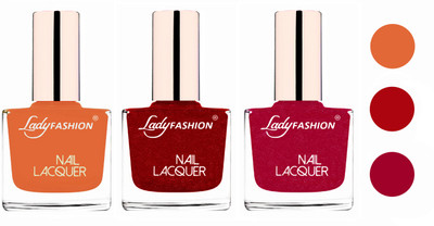 

Lady Fashion Glossy & Long Stay Nail Polish combo Nude,Red,bright,Pink(Pack of 3)