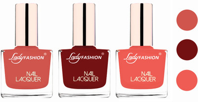 

Lady Fashion Glossy & Long Stay Nail Polish combo Nude,Coffee,Light Orange(Pack of 3)