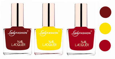 

Lady Fashion Glossy & Long Stay Nail Polish combo Coffee,Yellow,Dark Red(Pack of 3)