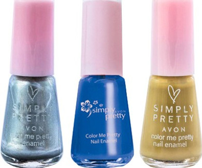 

Avon Color Me Pretty Nail Enamel (pink crush - navy blue - sizzling silver)(Pack of 3)