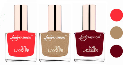 

Lady Fashion Glossy & Long Stay Nail Polish combo Baby Pink,Beach Red,Pink(Pack of 3)