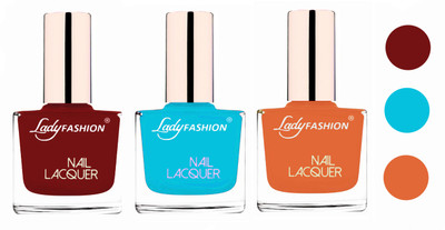 

Lady Fashion Glossy & Long Stay Nail Polish combo Coffee,Sky Blue,Nude(Pack of 3)