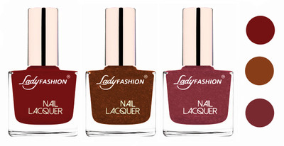 

Lady Fashion Glossy & Long Stay Nail Polish combo Coffee,Copper,Mauve(Pack of 3)